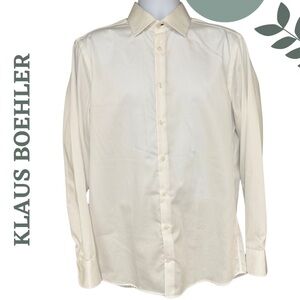 Klaus Boehler White 100% Cotton Dress Shirt | Classic Button Up | Size 16 / 41